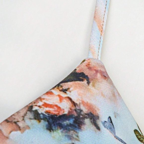 Couture Statement Maker! Figure & Floral Print Layer Hem Cami Mini Dress - Picture 6 of 7